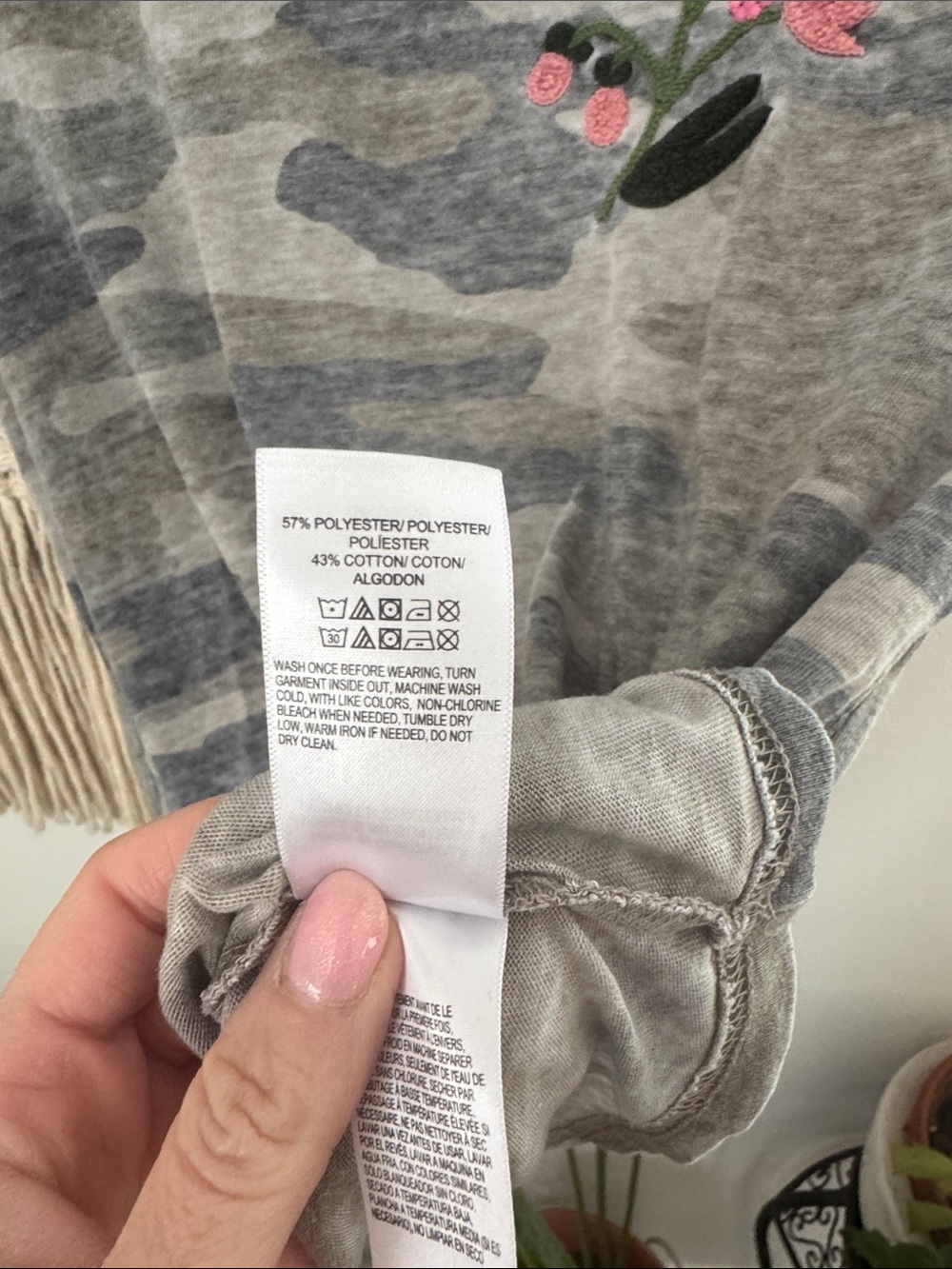 Lucky Brand Muted Camo Floral Embroidery Tee - Picture 6 of 7